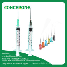 Seringue hypodermique jetable avec aiguille 2ml et 3ml Cc